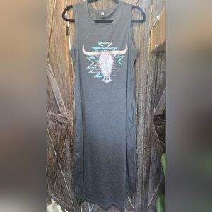 Gray Graphic Maxi Dress